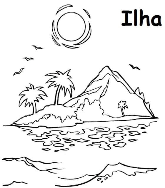 Desenhos de Ilha para colorir