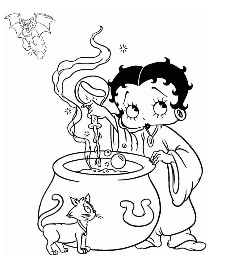 Desenho de Betty Boop a Bruxa para colorir