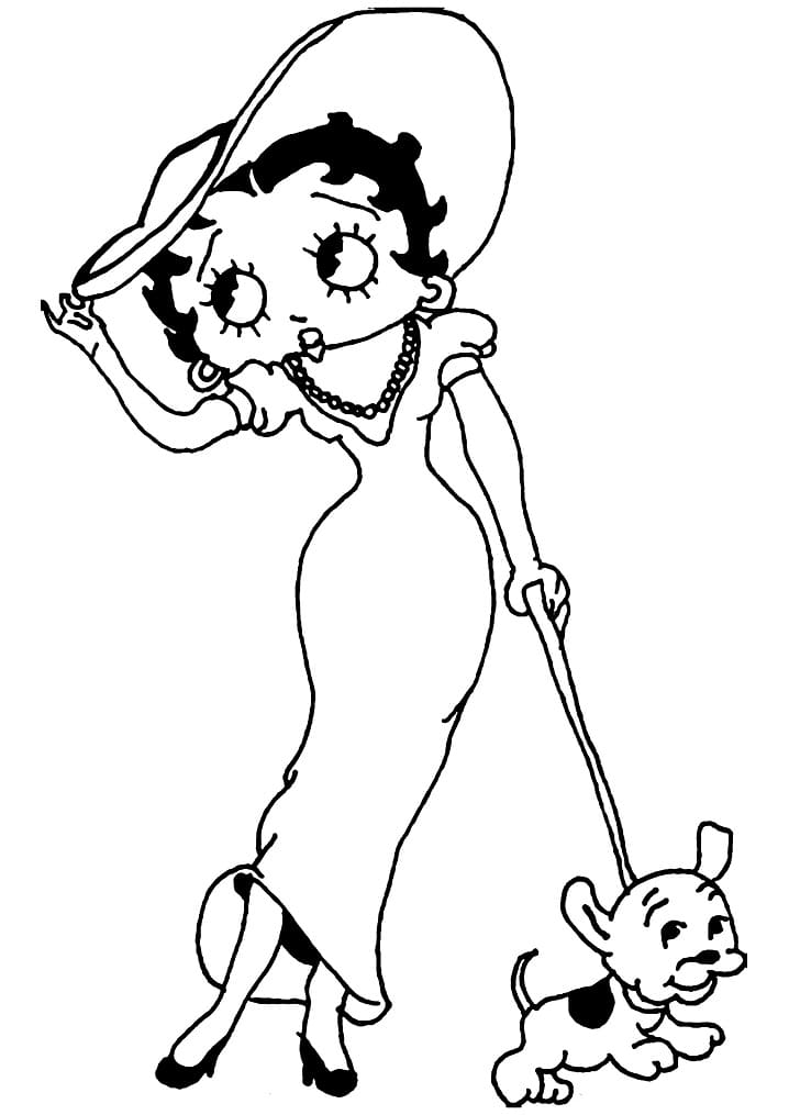 Desenho deBetty Boop e Cachorrinho para colorir