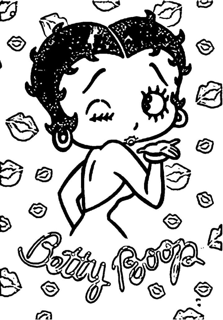 Desenho de Betty Boop Feliz para colorir