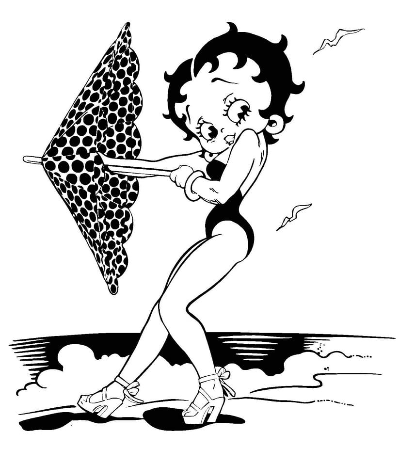 Desenho deBetty Boop na Praia para colorir