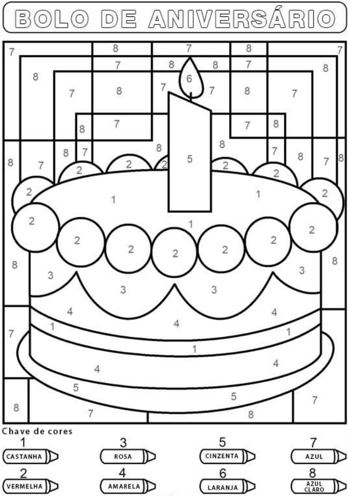 Desenho deBolo de Aniversário Colorir por Números para colorir