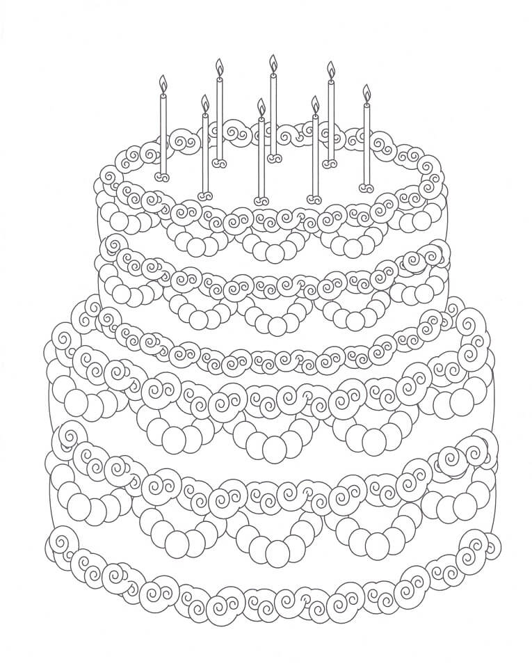 Desenho deBolo de Aniversário 3 para colorir