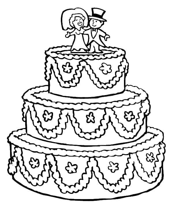 Desenho deBolo de Casamento 1 para colorir