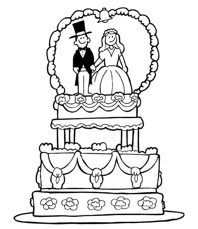 Desenho deBolo de Casamento 2 para colorir