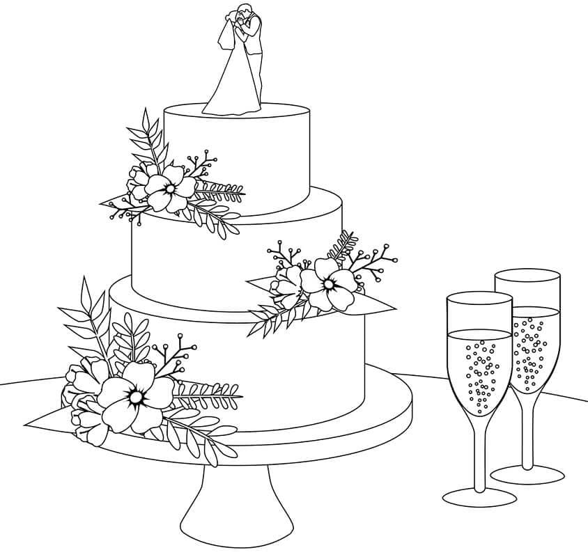 Desenho deBolo de Casamento 3 para colorir