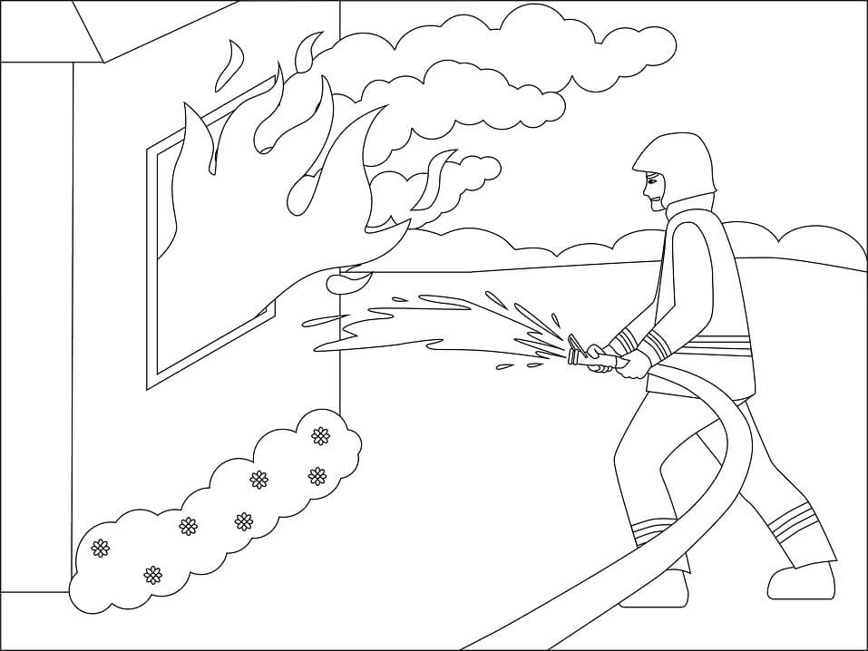 Desenho de Bombeiro Resgatando 2 para colorir