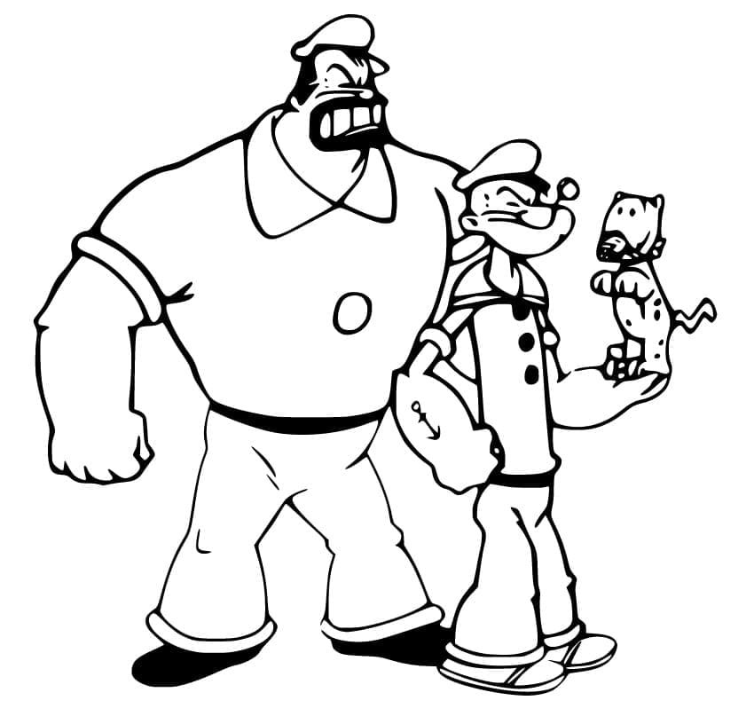 Desenho de Brutus e Popeye para colorir