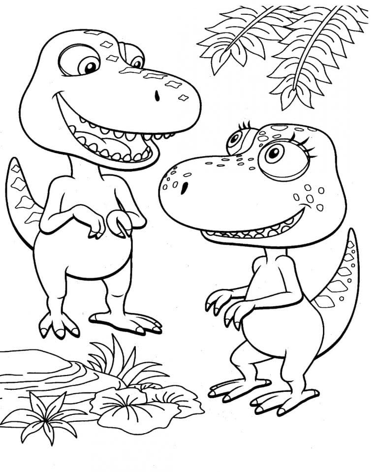 Desenho deBuddy e Annie de Dinotrem para colorir