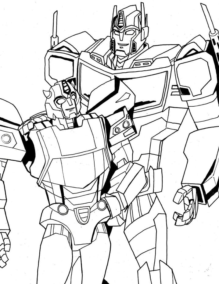 Desenho deBumblebee e Optimus para colorir