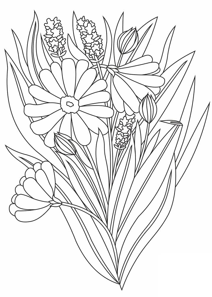 Desenho deBuquê de Flores 12 para colorir