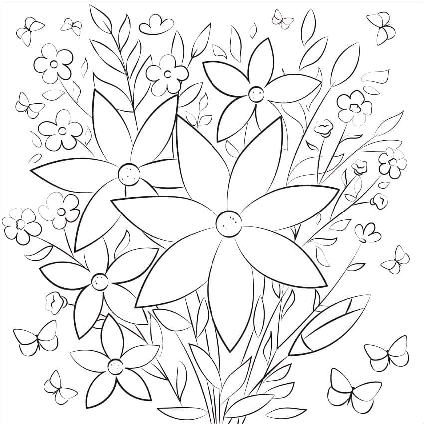 Desenho deBuquê de Flores 2 para colorir