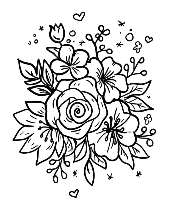 Desenho deBuquê de Flores 3 para colorir