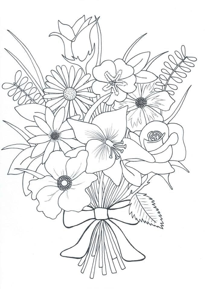 Desenho deBuquê de Flores 9 para colorir