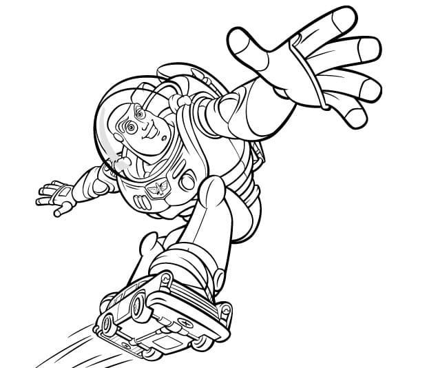 Desenho deBuzz Lightyear no Skate para colorir