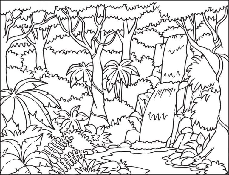 Desenho deCachoeira Tropical para colorir