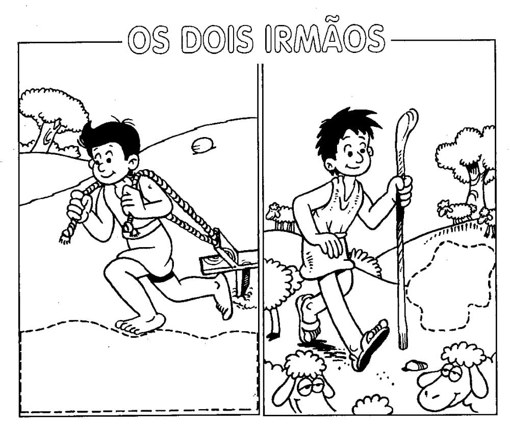 Desenho deCaim e Abel 12 para colorir