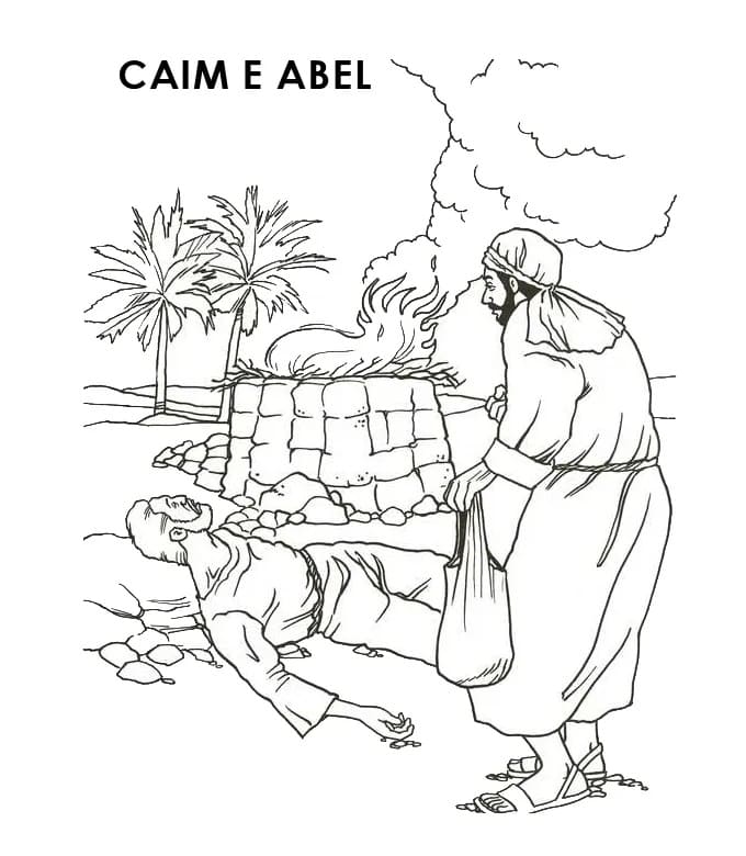 Desenhos de Caim e Abel para colorir