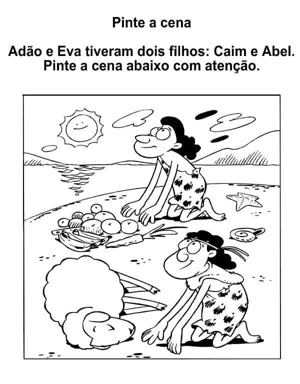 Desenho deCaim e Abel 8 para colorir