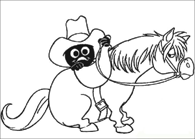 Desenho de Calimero e Cavalo para colorir