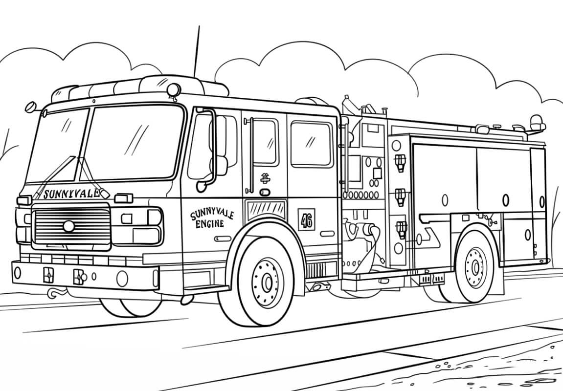 Desenho deCaminhão de Bombeiros 15 para colorir