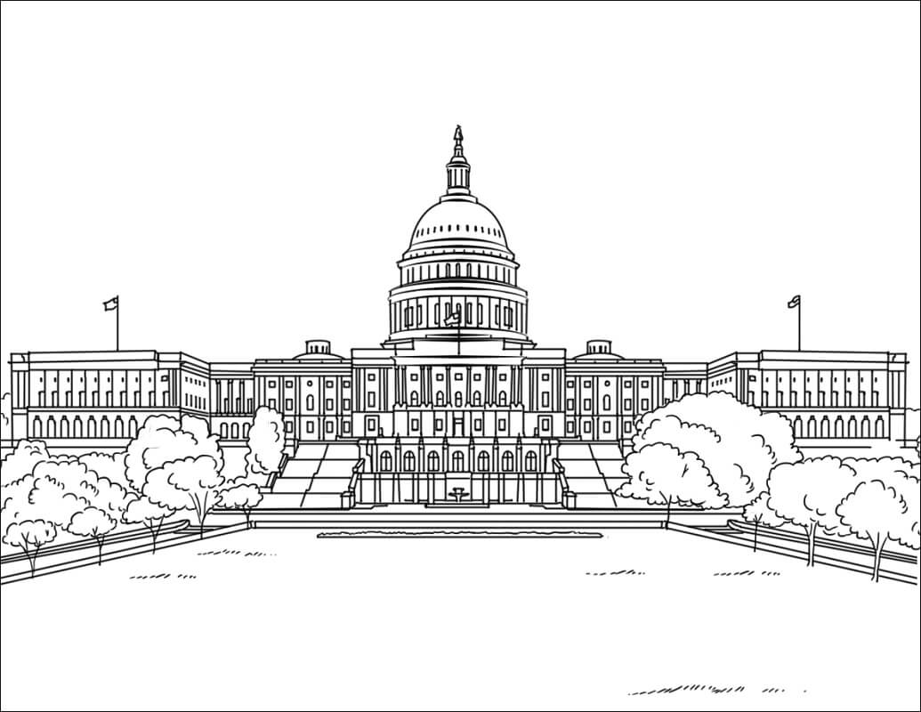 Desenho de Capitólio dos Estados Unidos para colorir