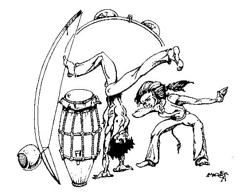 Desenho deCapoeira e Berimbau para colorir