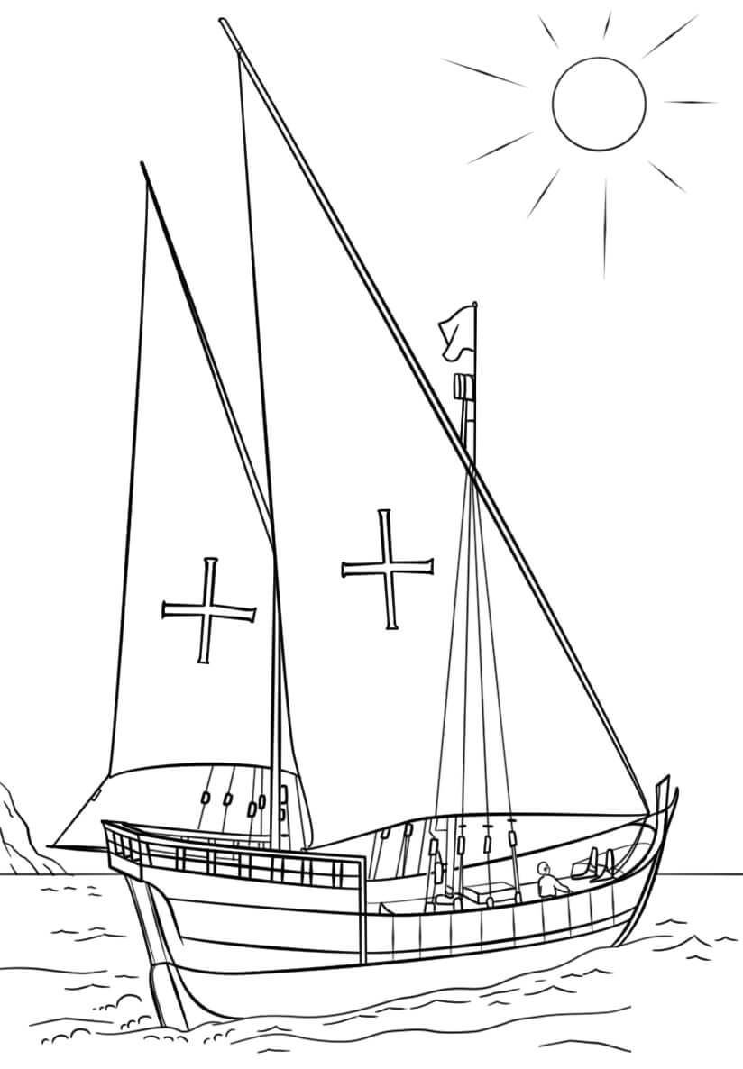 Desenho deCaravela Portuguesa Barco para colorir