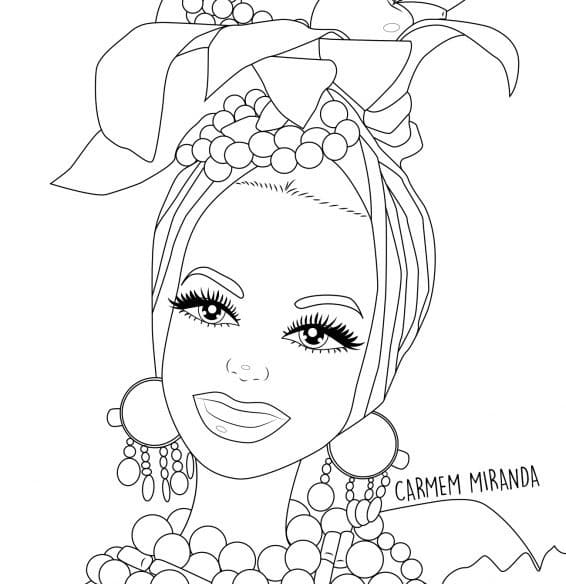 Desenho deCarmen Miranda 3 para colorir