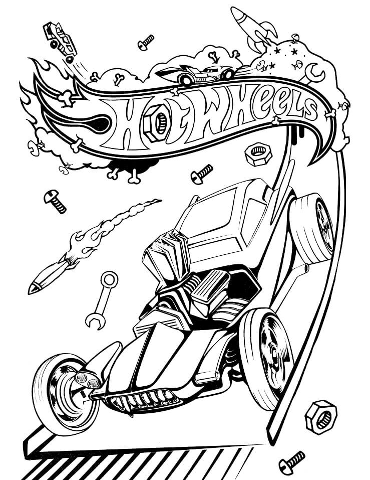 Desenho deCarros da Hot Wheels 10 para colorir