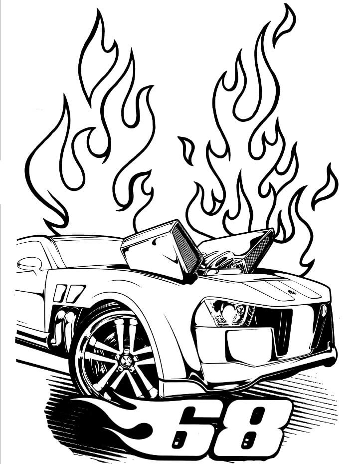 Desenho deCarros da Hot Wheels 4 para colorir