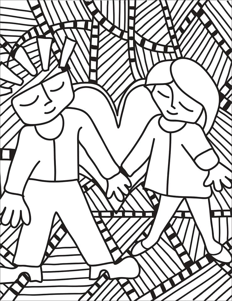 Desenho deCasal de Arte Pop para colorir