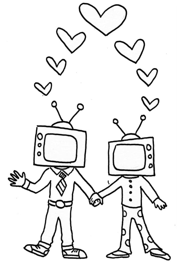 Desenho deCasal de Televisão para colorir