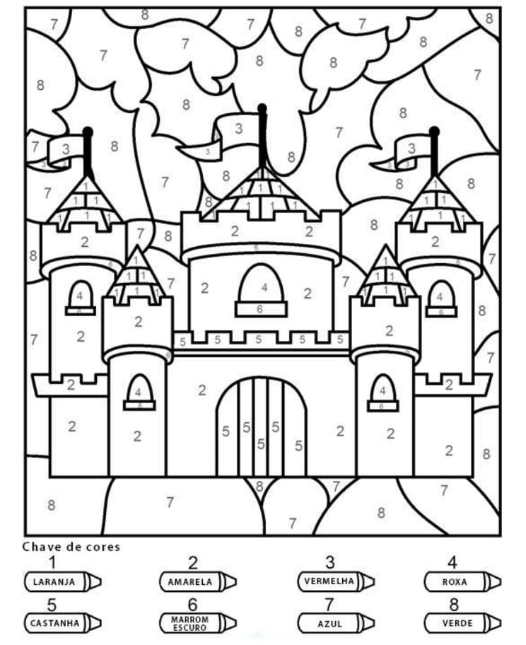 Desenho deCastelo Colorir por Números para colorir