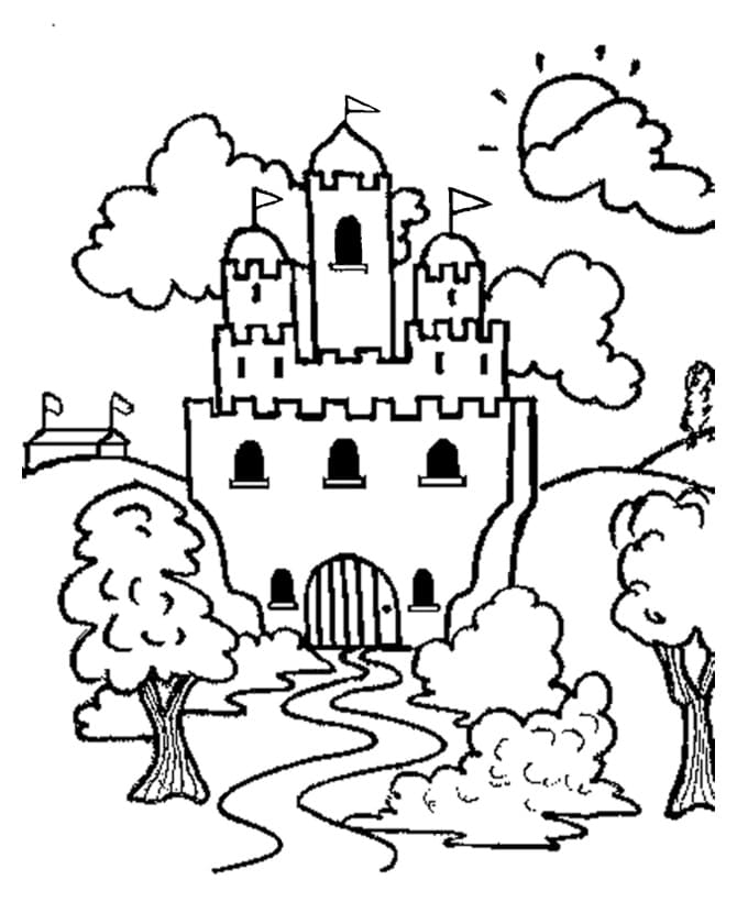 Desenho deCastelo de Conto de Fadas 6 para colorir