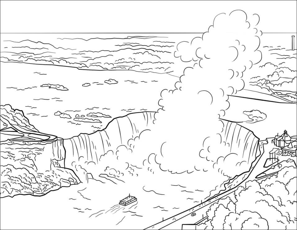 Desenho de Cataratas do Niágara para colorir