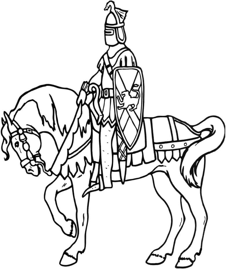 Desenho de Cavaleiro está Cavalgando 1 para colorir