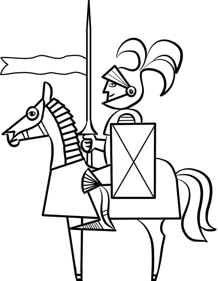 Desenho de Cavaleiro está Cavalgando 2 para colorir