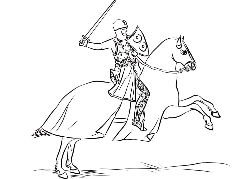 Desenho de Cavaleiro está Cavalgando para colorir