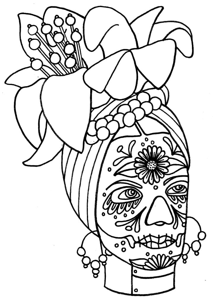 Desenho de Caveira Carmen Miranda para colorir