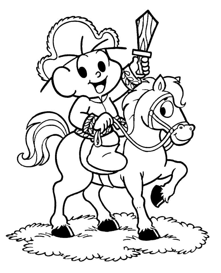 Desenho deCebolinha a Cavalo para colorir