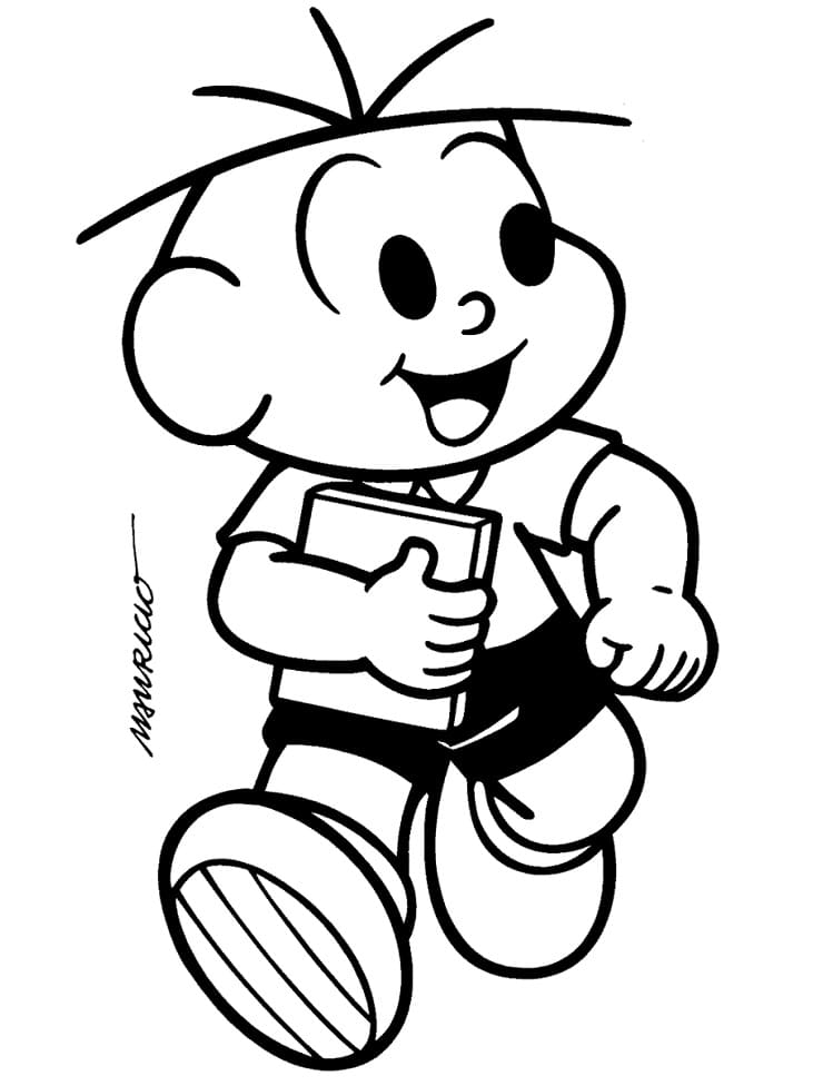 Desenho deCebolinha com Livro para colorir