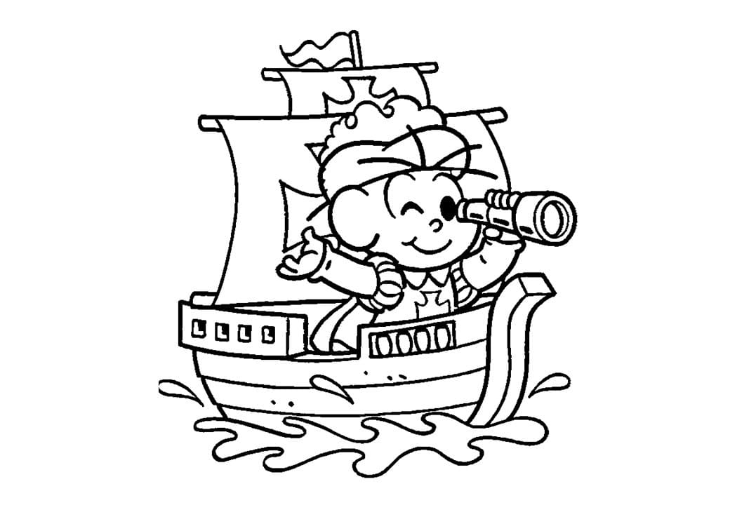 Desenho deCebolinha no Navio para colorir