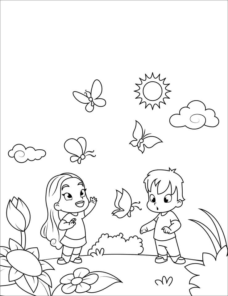 Desenho deCenário de Primavera 3 para colorir