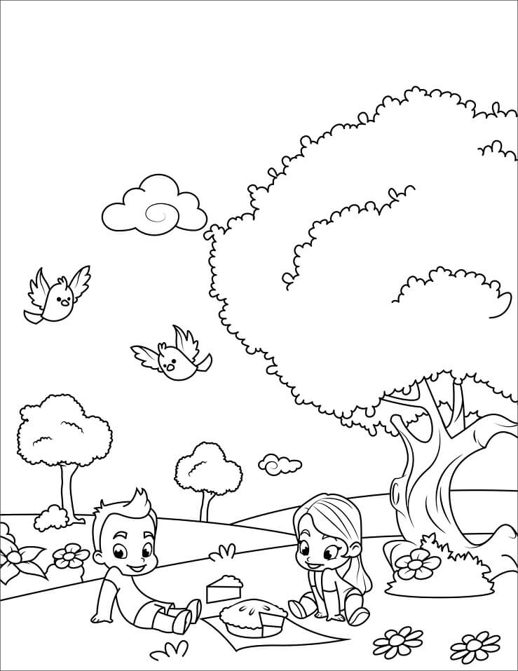 Desenho deCenário de Primavera 4 para colorir