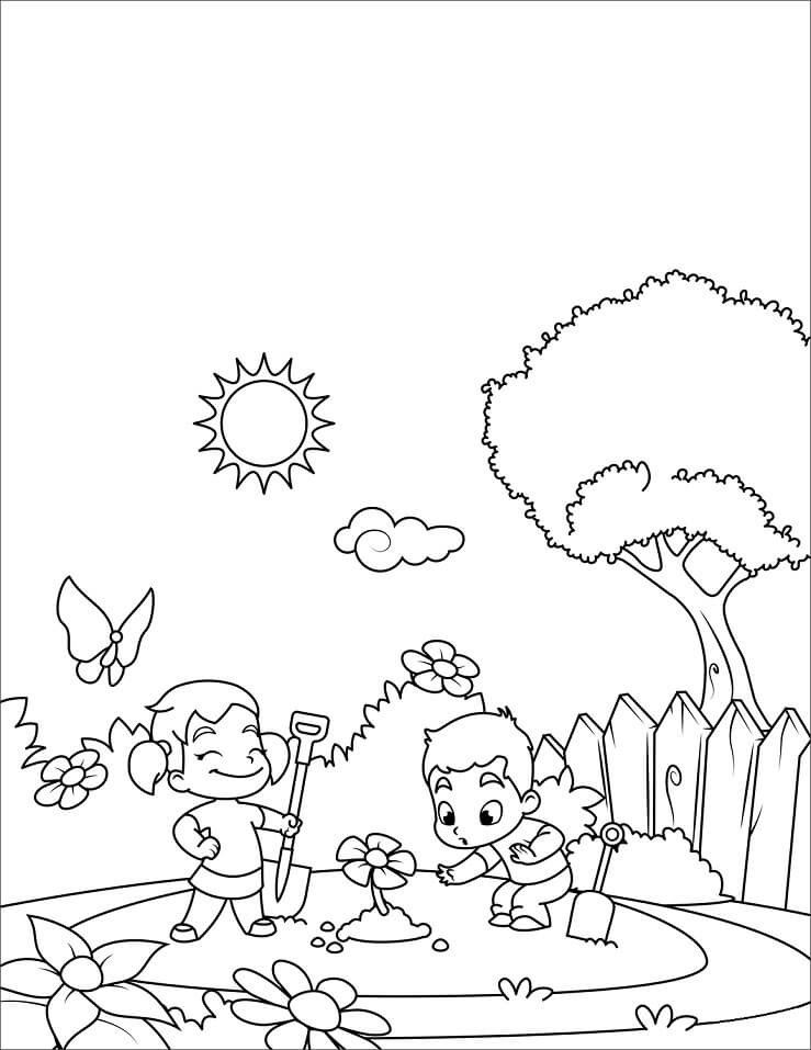 Desenho deCenário de Primavera 5 para colorir