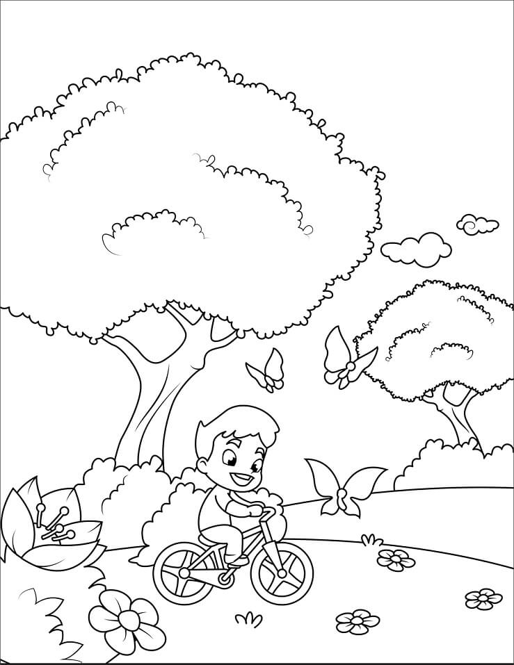 Desenho de Cenário de Primavera 6 para colorir