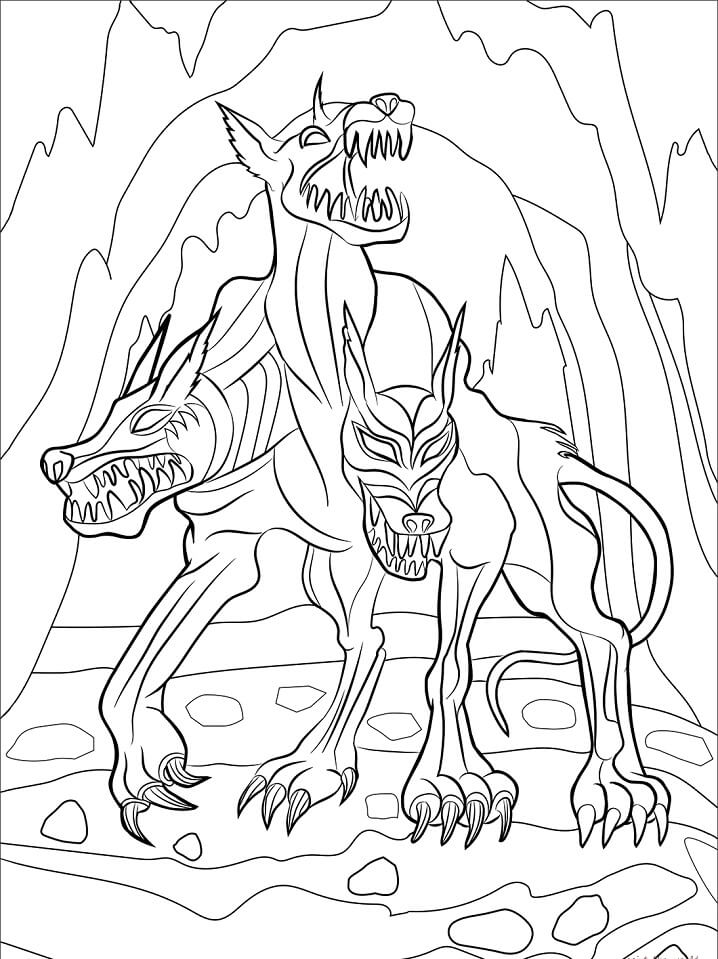 Desenho deCerberus Assustador 1 para colorir