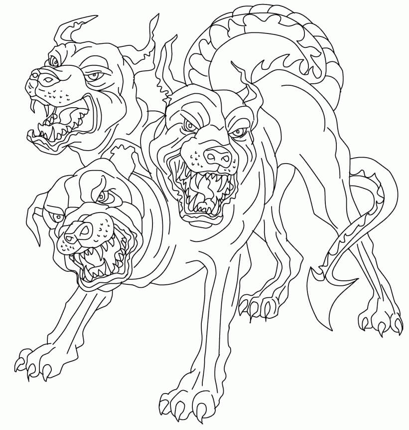 Desenho deCerberus Assustador 2 para colorir