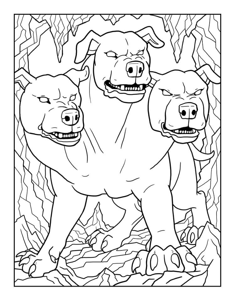 Desenho deCerberus Assustador 3 para colorir